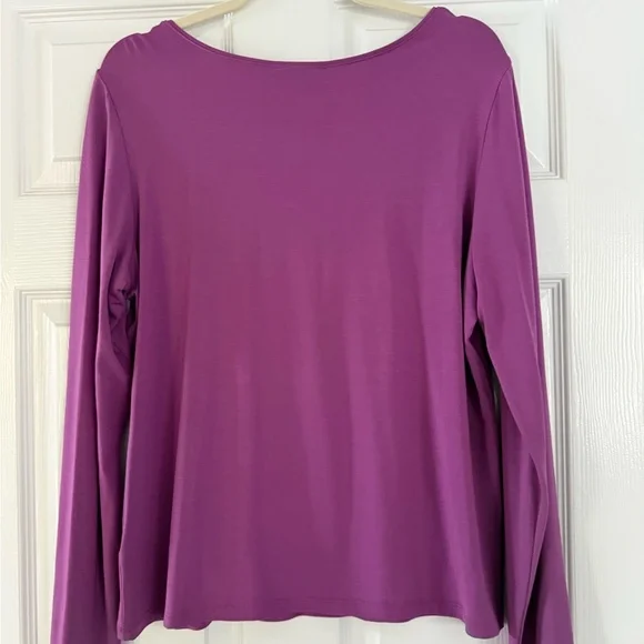 Eileen Fisher Rich Purple Long Sleeve Tee - Picture 3 of 5